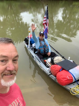 Roger Miller takes a selfie with Curtis Casto at Powhatan Point on the Ohio River.