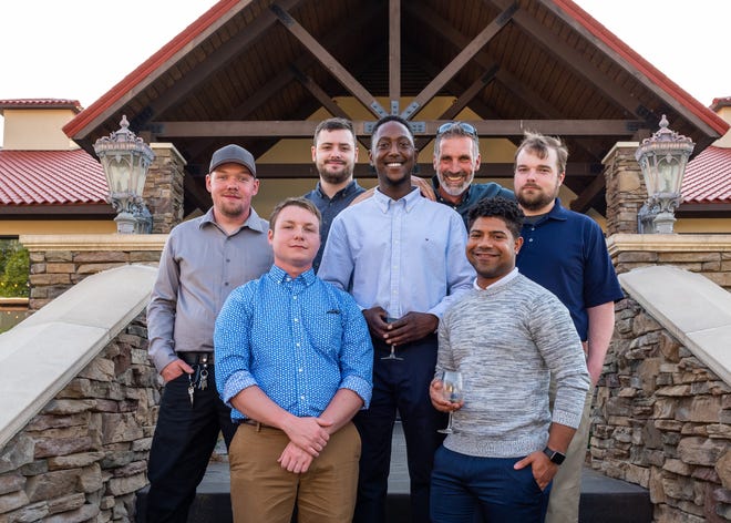 Six graduates of the EGGER Wood Products apprenticeship program were recognized with Journeyman certifications during the inaugural graduation ceremony on May 20. Roland Schonner, Expert Apprenticeship Training with EGGER is also in the photo.