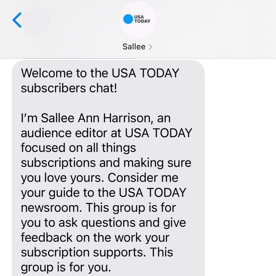 USA TODAY's subscriber texting experience