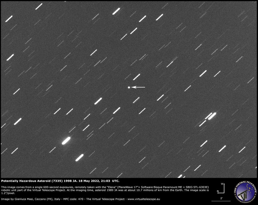 The Virtual Telescope Project photographed  asteroid 1998 JA on May 18.