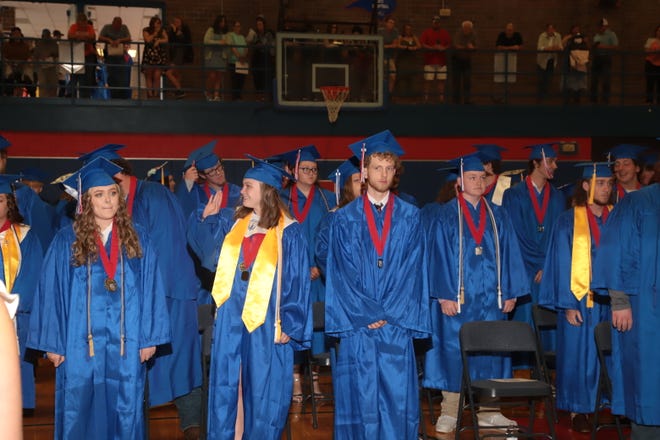 Madison High School 2022 graduates line up at the beginning of the May 21 ceremony, held at the high school gym.