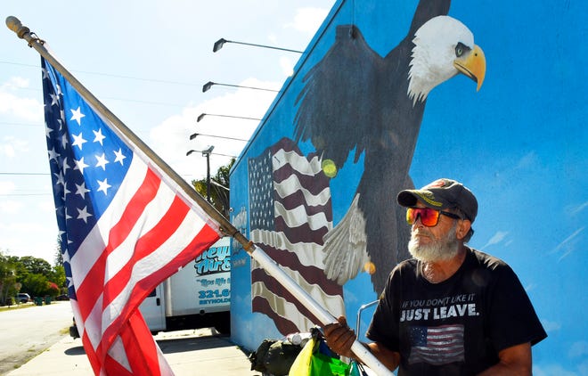 He is known as Mr. George, and he is out in front of Reynolds Air & Heat at 1260 N. Harbor City Blvd. (U.S. 1) in Melbourne several days a week with the American flag, and often next to the patriotic mural there.