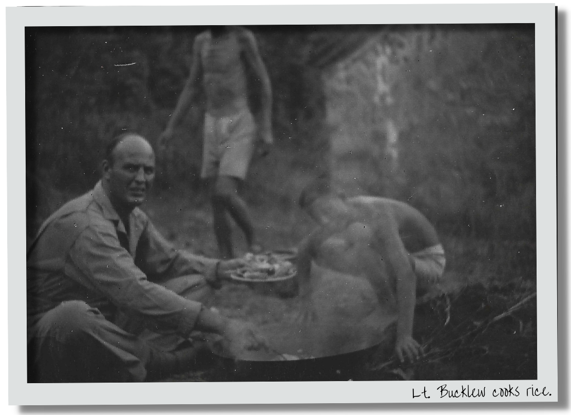 Lt. Bucklew cooks rice.