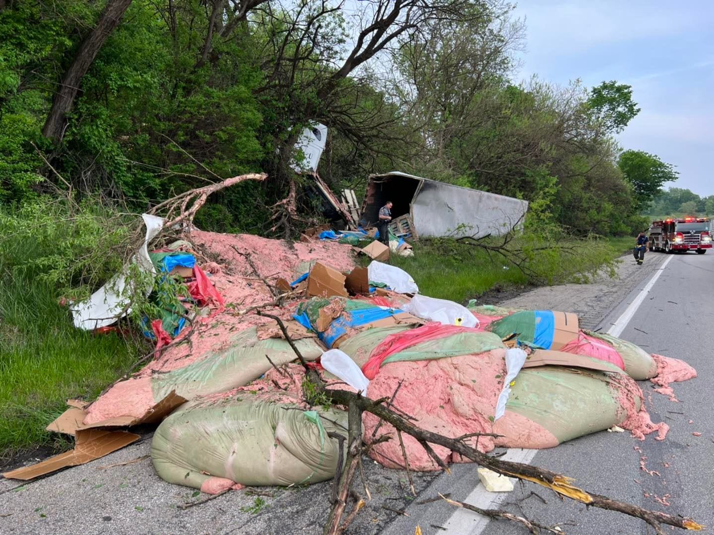 Semitrailer crash outside Pittsburgh dumps more than seven tons of hot dog filler onto highway