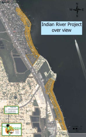 An overview of the homes that would be affected if the city of Cocoa chooses to switch riverside properties from traditional septic to sewer or "advanced" septic.