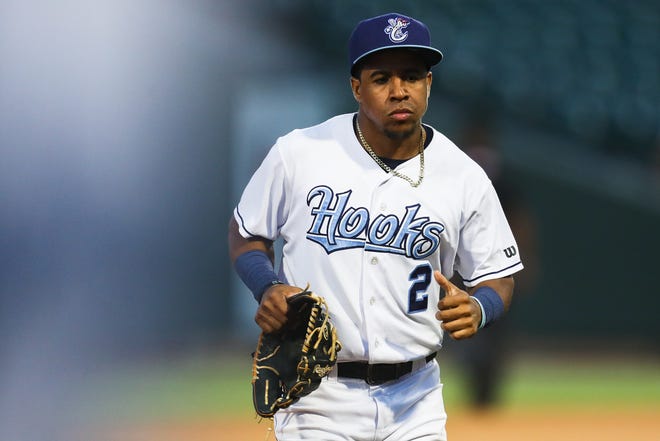 Hook's second baseman Emmanuel Valdés (2) will return to Doug Out on Tuesday, May 24, 2022 in a match against Wichita Wind Surge at Wataburger Field. Hook lost 8-3.