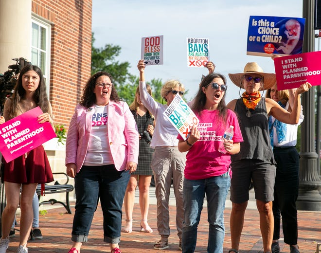 Planned Parenthood of Ohio, the American Civil Liberties Union of Ohio, Women Have Options and the Warren County Democratic Party organized a rally to protest Lebanon's abortion ban outside Lebanon City Hall on Tuesday, May 24, 2022.