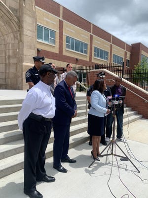 Camden City Schools Superintendent Katrina McCombs announced heightened armed police presence in public schools, May 26, 2022, in the wake of the Uvalde, Texas school shooting.