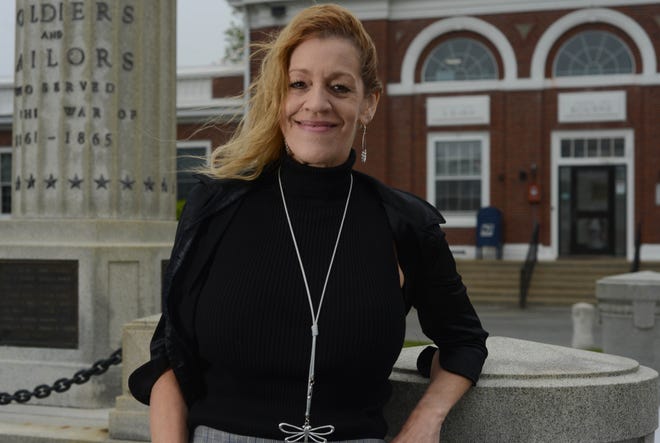 Bourne Select Board member Melissa Ann Ferretti outside Bourne Town Hall. Ferretti, who was elected on May 17, is believed to be the first Wampanoag on the board. Steve Heaslip/Cape Cod Times