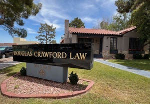 The Law Offices of Douglas Crawford in downtown Las Vegas on Friday, May 27, 2022 — one day after Crawford, a longtime Nevada attorney, was arrested on lewdness charges.
