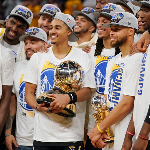 The Warriors celebrate their Western Conference ch