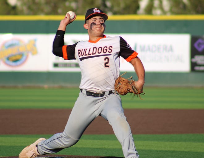 Ira pitcher Jerek Pena readies a throw during the first game of the Region I-1A baseball championship series in Woodrow on Friday, May 27, 2022.