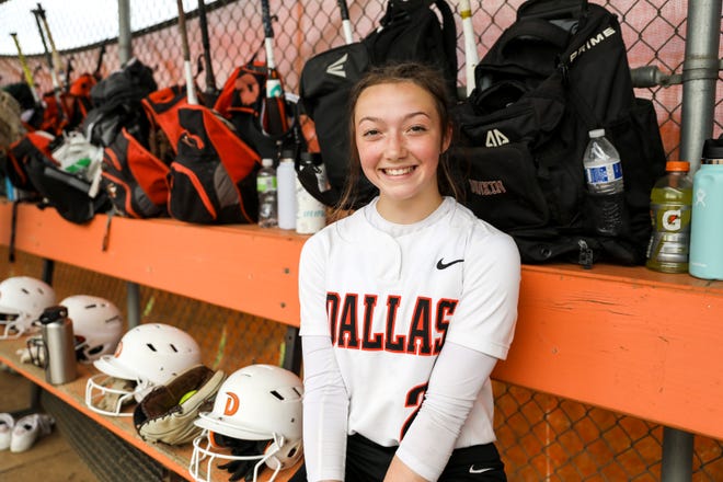 Dallas/Falls City's  Kadence Morrison (2) poses for a portrait after the playoff game against Silverton on Friday, May 27, 2022 in Dallas, Ore. 