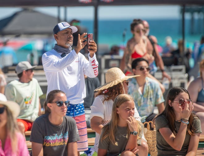 The crowd checks out Christafari during the Fifth annual Family Beach Fest at Pensacola Beach Saturday, May 28, 2022. The fest was a free concert honoring honoring God, family and the military.
