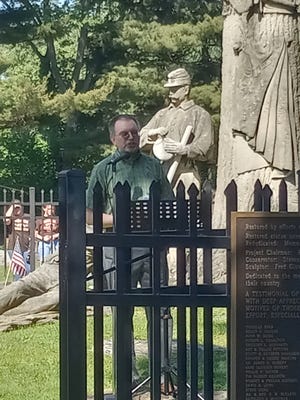 Jon Baker of The Times-Reporter was the guest speaker for a Memorial Day service at the Civil War Monument in Union Cemetery.