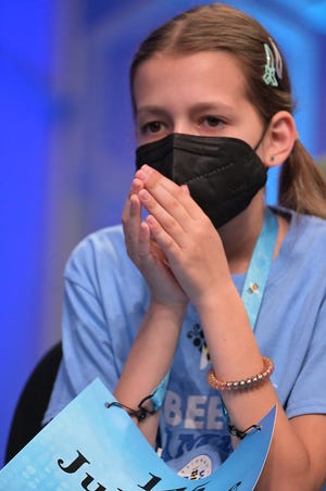 Julianne Liliestedt of Plain Township waits her turn to compete Tuesday, May 31, 2022, at Gaylord National Resort and Convention Center in Maryland during the early rounds of the Scripps National Spelling Bee.