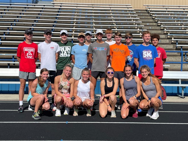 The Shelby and Ontario state track qualifiers are practicing together this week after Shelby's track was demolished by stadium construction.