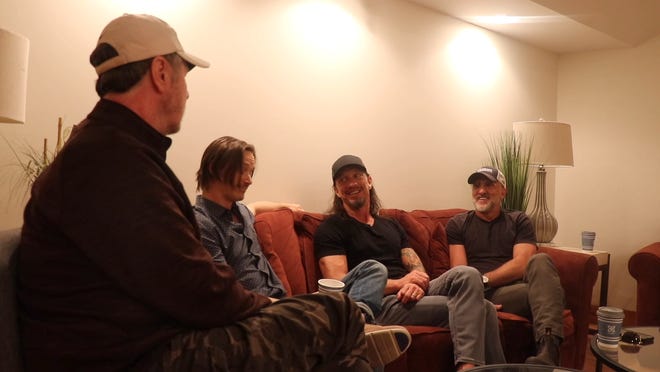 From left: Bart Herbison, Josh Kear, Brad Warren and Brett Warren discuss songwriting.