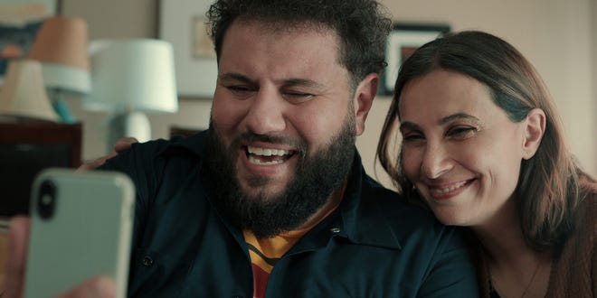Mo Amer as Mo and Farah Bsieso as Yusra in Netflix's new comedy, "Mo."