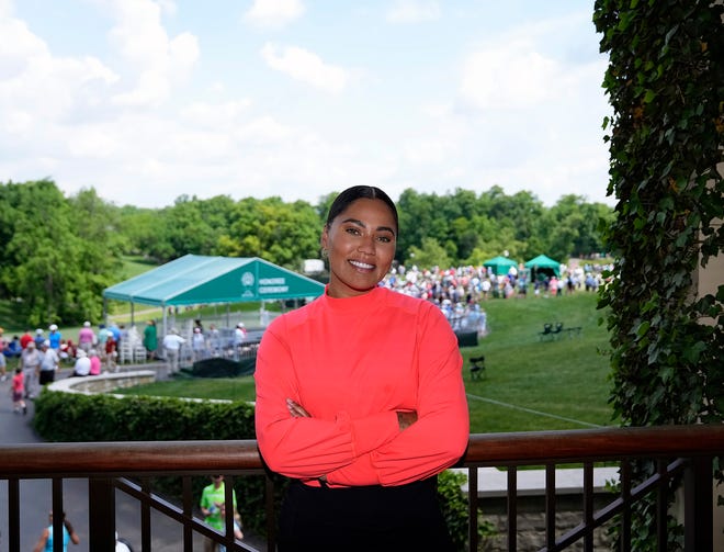 Ayesha Curry visited the Memorial Tournament on Wednesday. A portion of the proceeds from the tournament will go to Stephen and Ayesha Currys' nonprofit, Eat. Learn. Play.