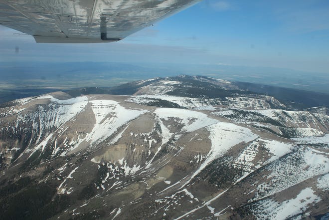 The crest of Montana's Big Snowy Mountains, looking west toward the Judith Gap