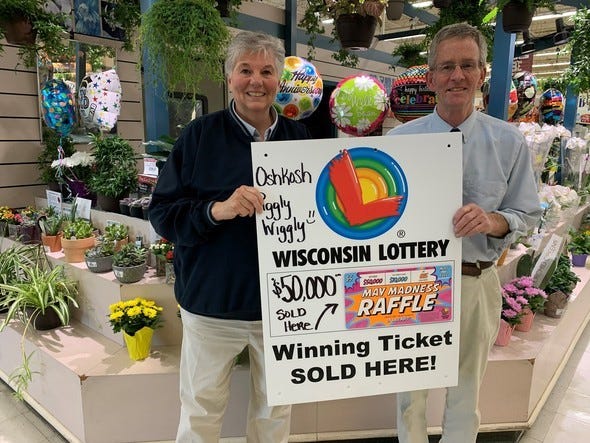 The $50,000 top-prize-winning May Madness Raffle lottery ticket was sold at Mark and Susie Grunwald's Piggly Wiggly, located at 525 E. Murdock Ave.