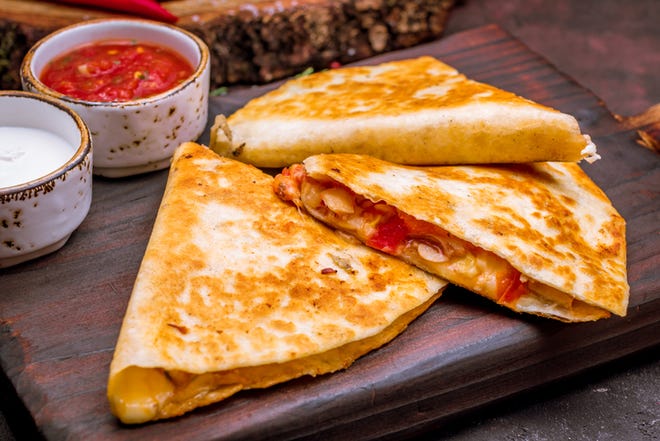 Canned chicken is great for cheesy quesadillas.