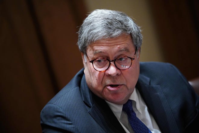 Then-Attorney General William Barr speaks during a discussion with state attorneys general on protection from social media abuses in the Cabinet Room of the White House in Washington, D.C., on Sept. 23, 2020.