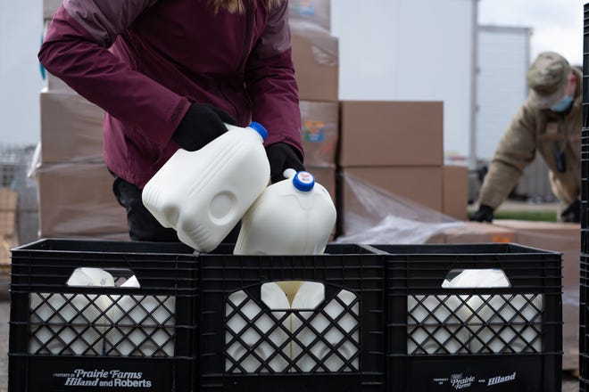 Milk is a common product distributed at fresh food initiative sites throughout St. Joseph County.