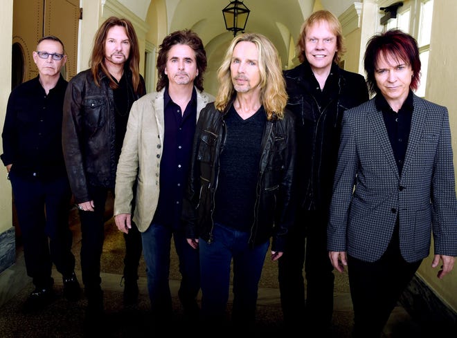 Styx, left to right, Chuck Panozzo, Ricky Phillips, Todd Sucherman, Tommy Shaw, James “JY” Young, Lawrence Gowan.