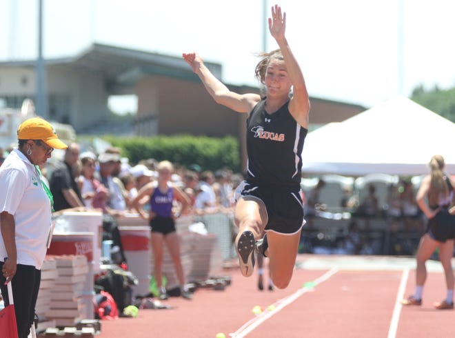 Lucas junior Shelby Grover took second place in the long jump at the Division III state tournament on Friday.