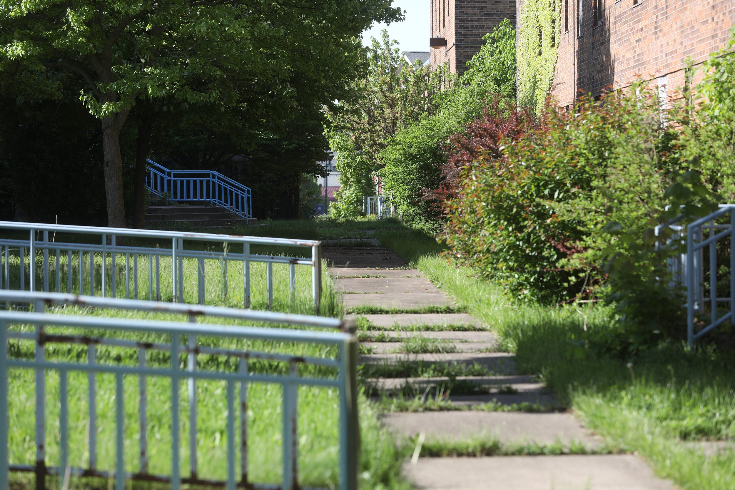 One of the features of the housing are the flat roofs.  Willert Park Courts, was completed in 1939 and was designed for Black people to live in them.  Today, May 23, 2022, it's fenced off with some wanting to preserve the buildings for its historical significance.  The housing occupies portions of Spring St., W. Peckham St. and Mortimer St in Buffalo, NY.  