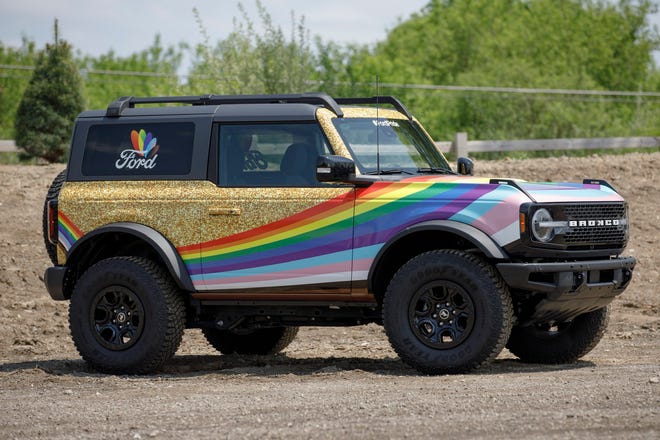 Ford created a one-of-a-kind Bronco Wildtrak to ride in the Pride parade in Memphis, Tennessee on Saturday, June 4, 2022 and then in the Pride parade in Detroit the following weekend.
