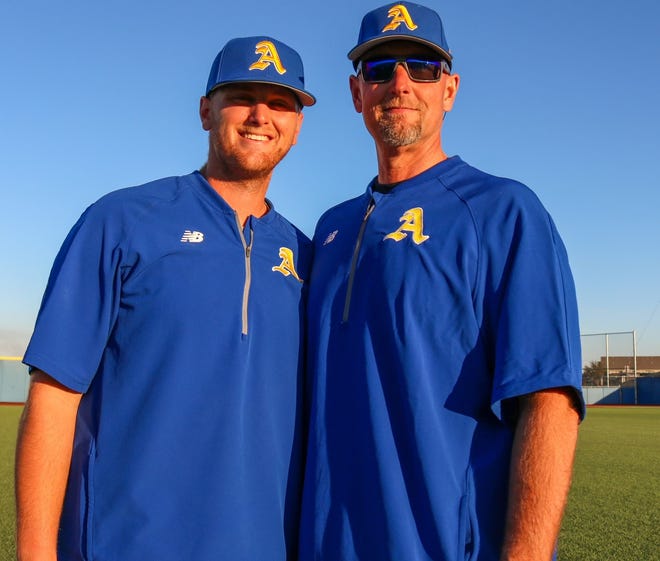 Angelo State University senior first baseman Aaron Walters' father, Bubba, has been a volunteer assistant coach for the Rams in 2022. ASU will compete in the NCAA D-II College World Series in Cary, North Carolina.