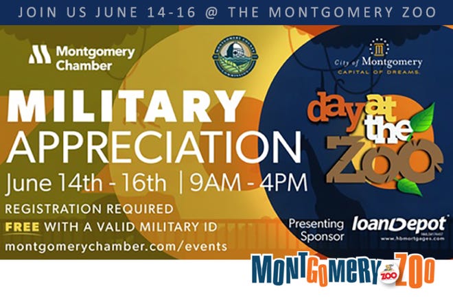 몽고메리 동물원의 군사 감사의 날은 6월 14-16일입니다.
