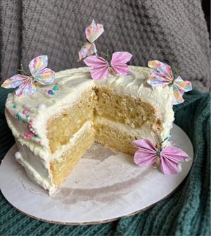The lemon cake from Sinless Sweet bakery is gluten-free and vegan.
