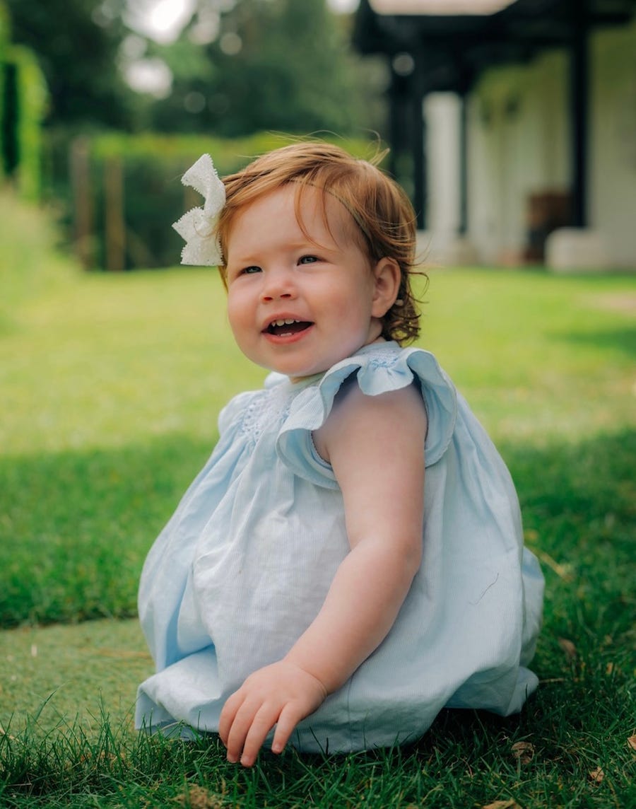 Lilibet Diana Mountbatten-Windsor, daughter of the Duke and Duchess of Sussex, who turned 1 on June 4, is seen in a picture released by her parents on June 6, 2022.