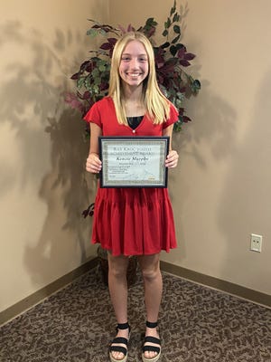 Welty Middle School eighth-grader Kenzie Murphy received the 2022 Ray A. Kroc Youth Achievement Award.