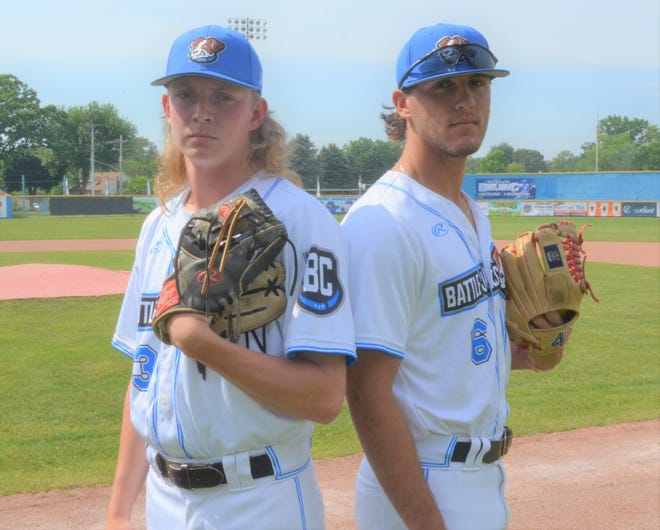Kellogg Community College standouts Nathan Ross, left, and Keegan Batka have started the season with the Battle Creek Battle Jacks.