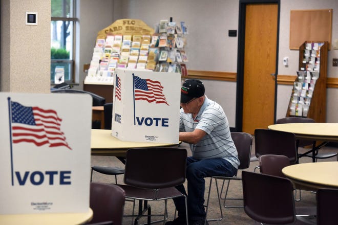 Voters turned out early at the First Lutheran Church in downtown Sioux Falls for the Republican primary election and vote on Amendment C on Tuesday, June 7, 2022.