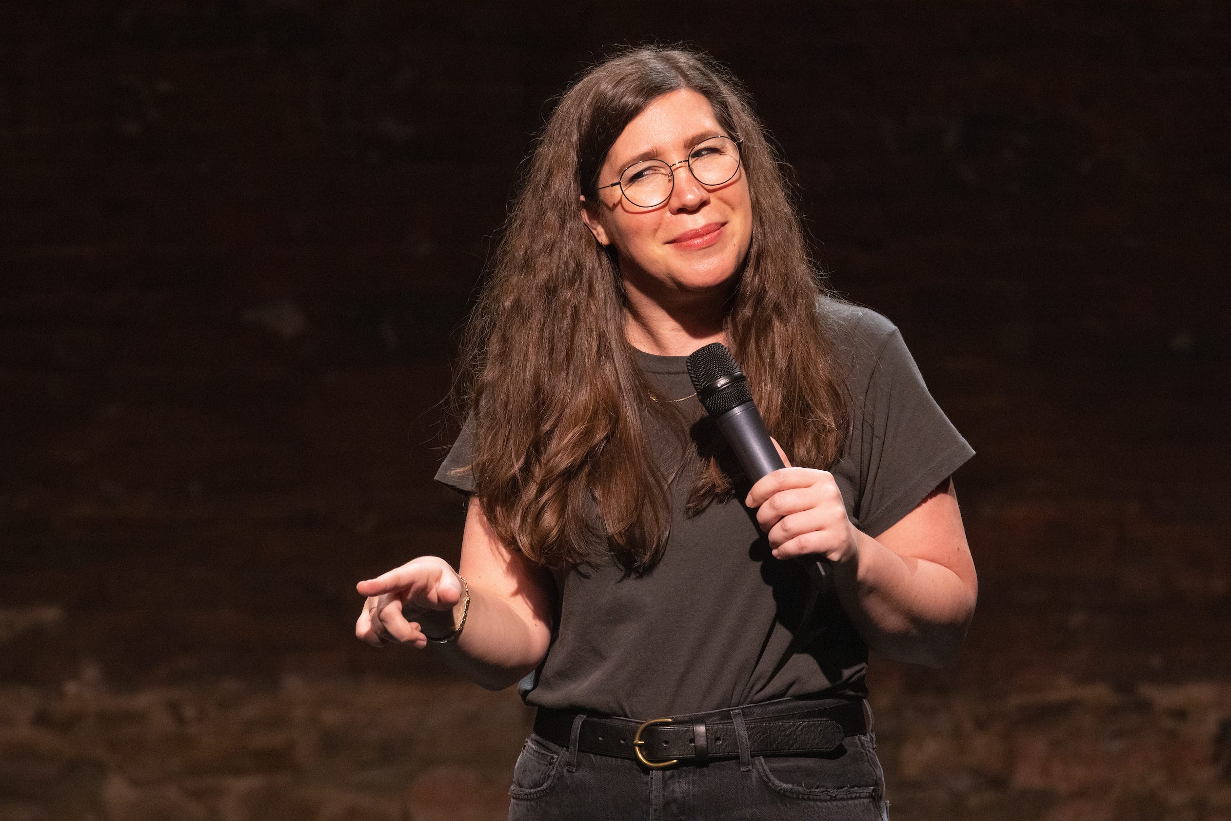 Comedian Alison Lieby in her new show, "Oh God, A Show About Abortion," currently running in New York.