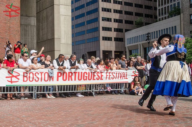 Folklore dancers perform at the 2019 Boston Portuguese Festival.