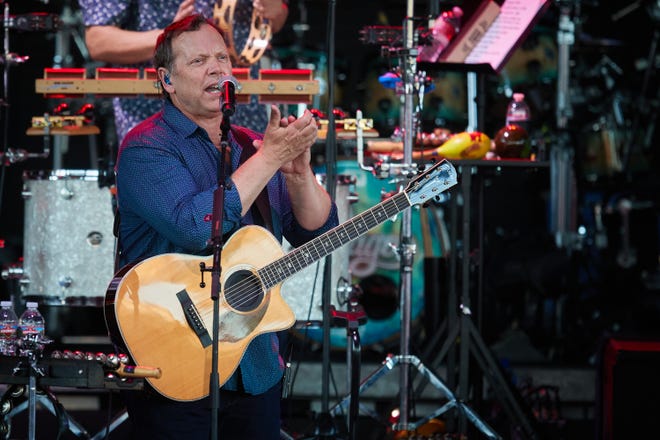 Matthew Jardine, with Brian Wilson's band, performs at Ak-Chin Pavilion in Phoenix on June 7, 2022.