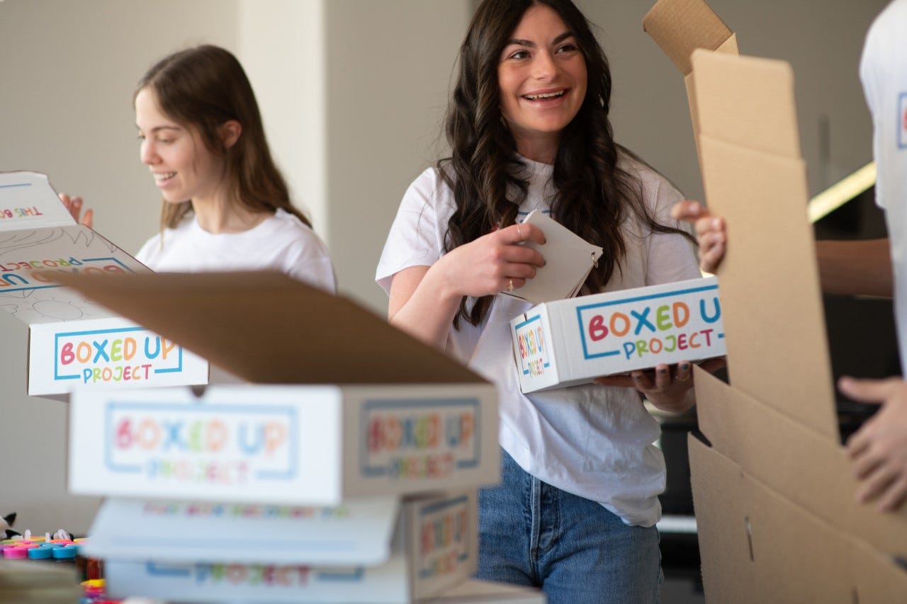Milan Coraggio-Sewell puts together grief boxes for her non-profit, the Boxed Up Project.