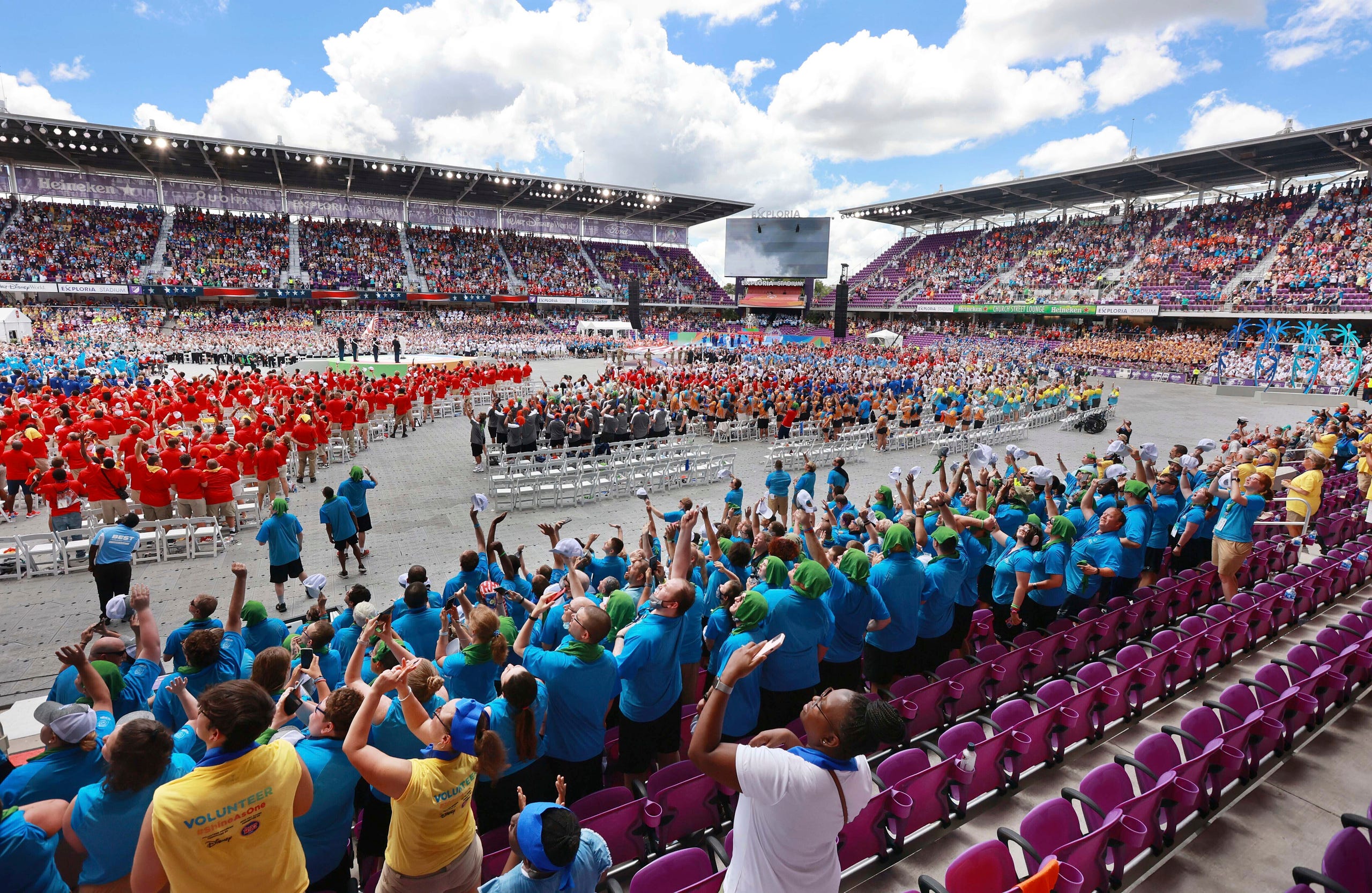 Athletes, coaches, family and fans cheer during opening ceremony for the Special Olympics USA Games in Orlando.