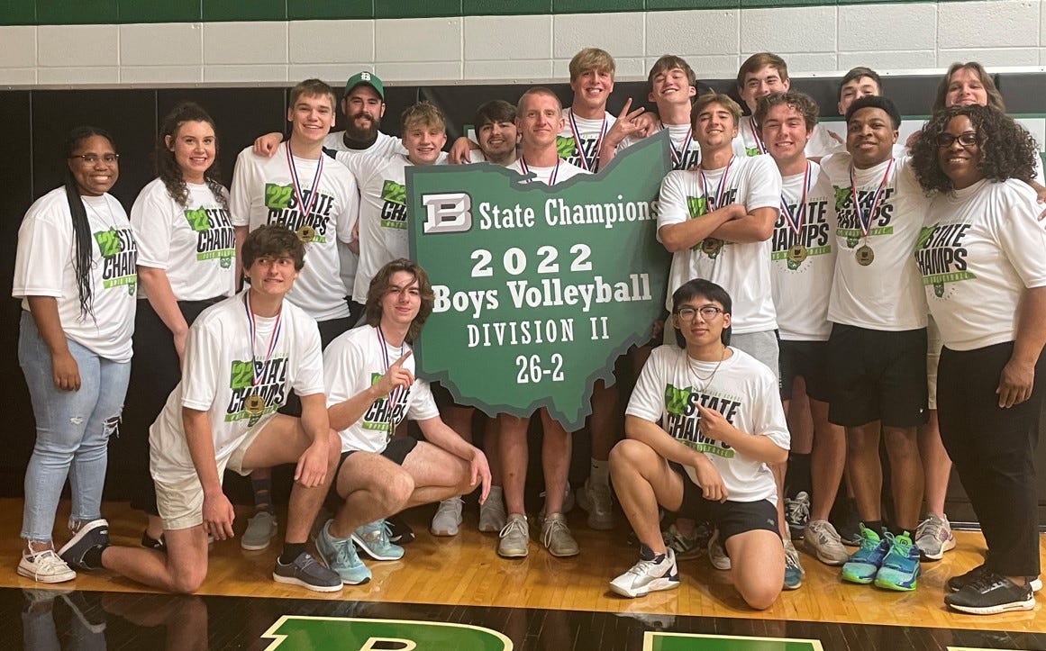 Ohio high school volleyball Badin Rams celebrate state championship