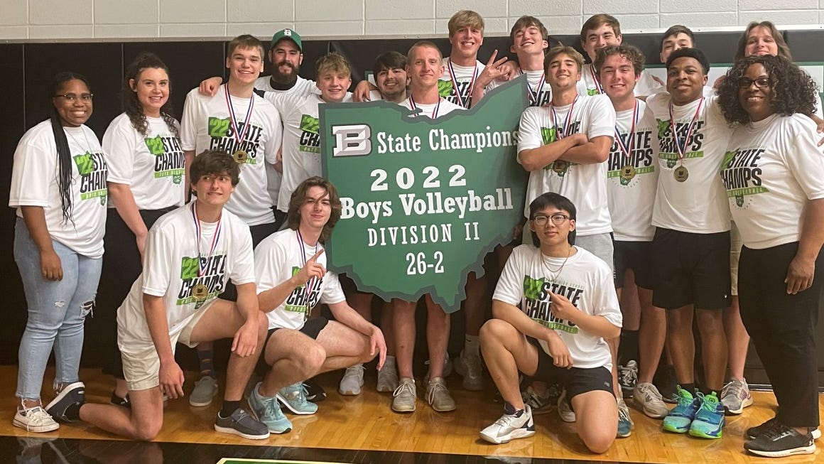 Ohio high school volleyball Badin Rams celebrate state championship