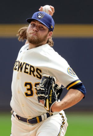 Brewers starter Corbin Burnes, the reigning NL Cy Young Award winner, is 7-4 with a 2.14 ERA.