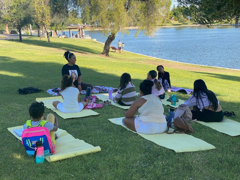 Members of Atabey Outdoors had the chance to practice their meditation and headstand skills at this "Yoga in the Park" adventure.