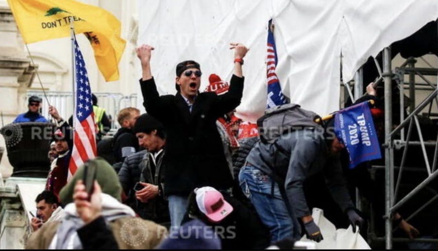 Ryan Kelley, a Republican candidate for governor in Michigan, was charged by the FBI on June 9 with participating in the Jan. 6, 2021 riot at the U.S. Capitol. This Reuters photo was provided in court documents.